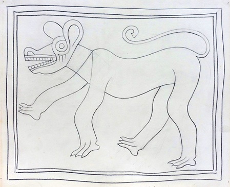 bleisift skizze eines fabelwesens mit vier beinen und einem schwanz von max von moos