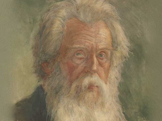 ölbild von 1919 eines älterer Manns mit weissem vollbart und weissen haaren - es handelt sich um ein selbstportrait des nürnberger malers georg schmidt 1847-1922