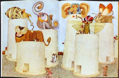 Etienne Delessert: Illustration für Geschichte Nummer 1, Gertraud Middelhauve Verlag, 1969, Text: Eugène Ionesco.