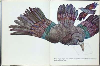 Etienne Delessert und Eleonore Schmid: Illustration für "Die lange Reise der Tiere" (Büchler-Verlag, 1967).