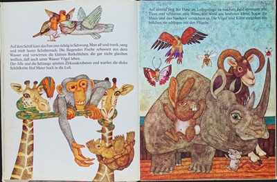 Etienne Delessert und Eleonore Schmid: Illustration für "Die lange Reise der Tiere" (Büchler-Verlag, 1967).