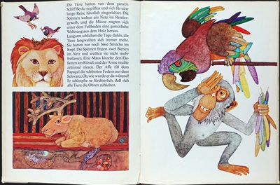 Etienne Delessert und Eleonore Schmid: Illustration für "Die lange Reise der Tiere" (Büchler-Verlag, 1967).
