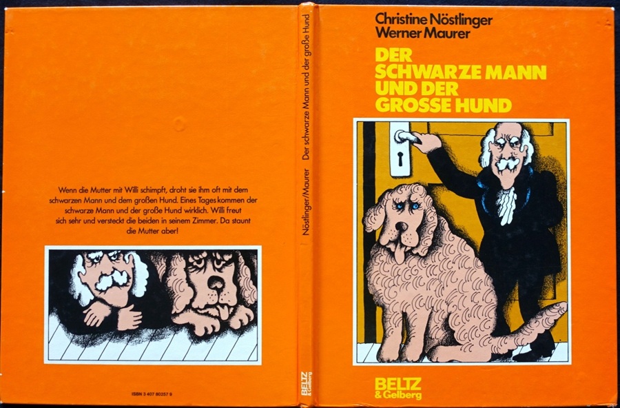 Werner Maurer, Illustration des preisgekrönten Buchs "Der Schwarze Mann und der grosse Hund". Text: Christine Nöstlinger, Beltz & Gelberg, 1981.